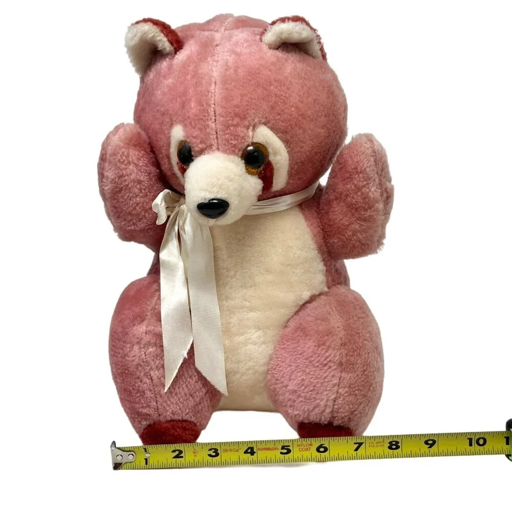 Vintage Ace Novelty Co. Pink Maroon Raccoon Plush Stuffed Animal Toy 12